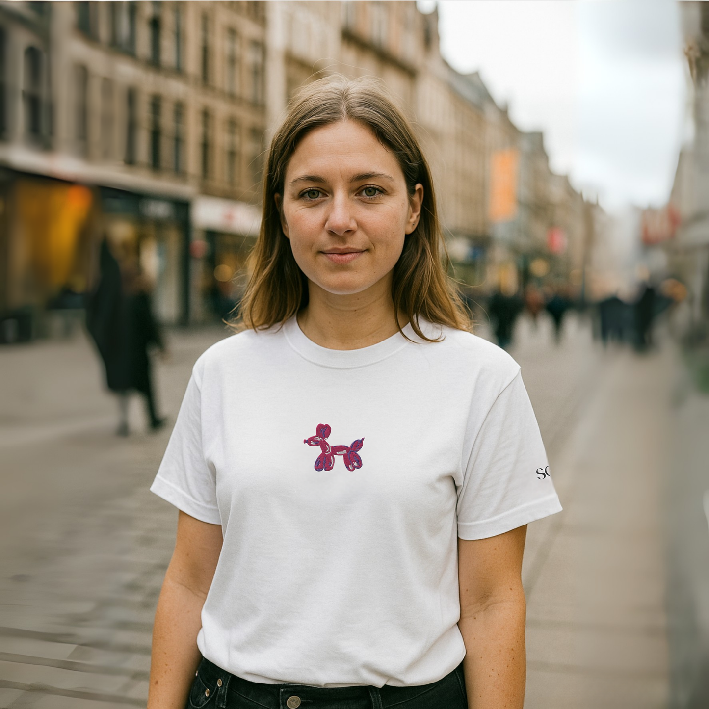 Embroidery Tee | Balloon Dog PINK
