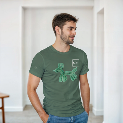 Crewneck Tee | Balloon Dog Green